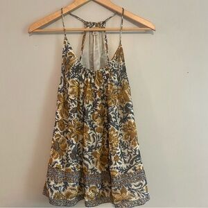 Lucky Brand Brown and Tan Smocked Camisole